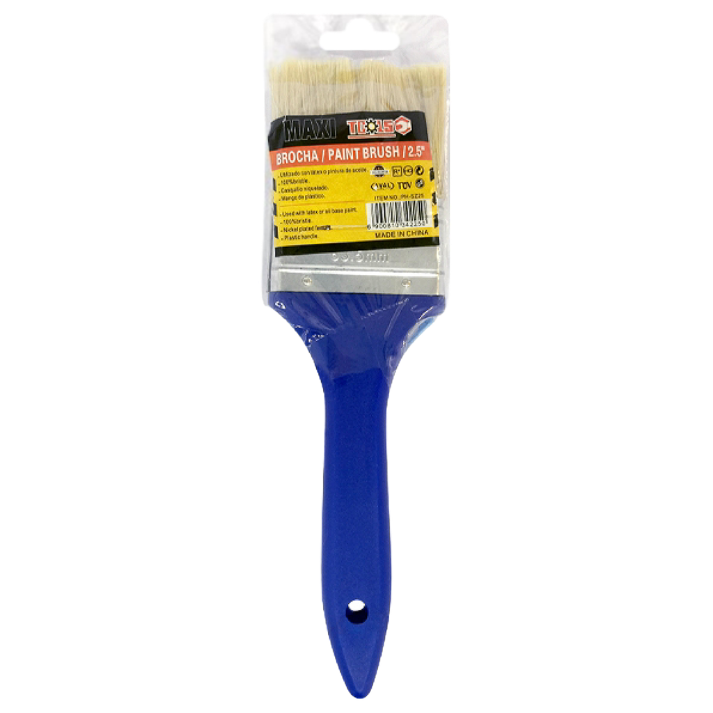 BROCHA 2.5" CERDA BLANCA C/MANGO AZUL MAXI TOOLS