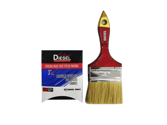 BROCHA 3" CERDAS BLANCAS C/MANGO ROJO UNID DIESEL
