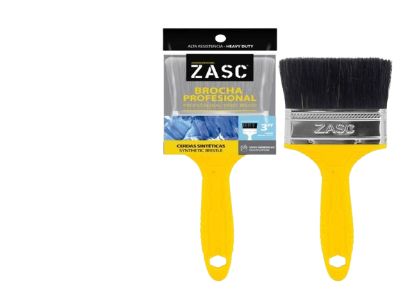 BROCHA 3" CERDAS SINTÉTICAS NEGRAS C/MANGO AMARILLO UNID ZASC