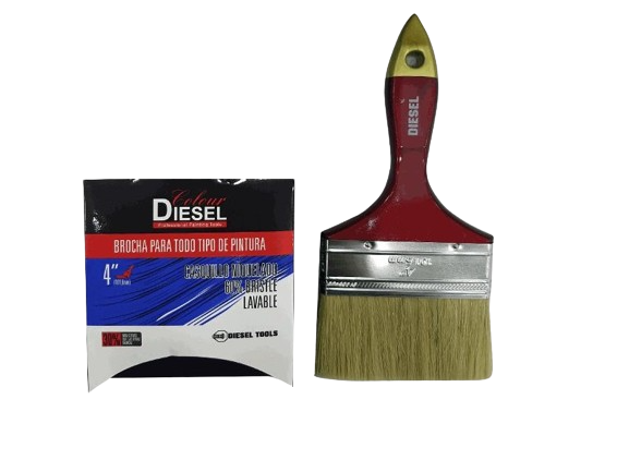 BROCHA 4" CERDAS BLANCAS C/MANGO ROJO UNID DIESEL