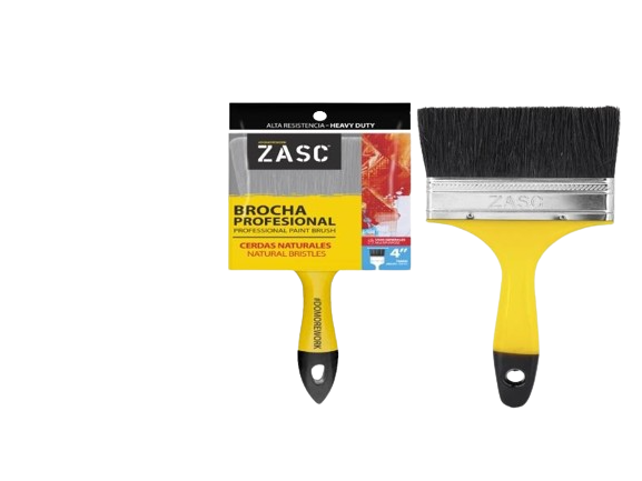 BROCHA 4" CERDAS NATURALES NEGRAS C/MANGO AMARILLO UNID ZASC