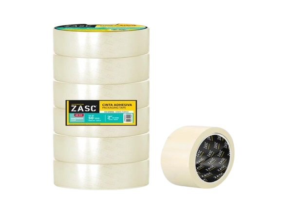 CINTA DE EMBALAR TRNASPARENTE 2" DE ANCHO X 45 METROS (50Y) UNID ZASC