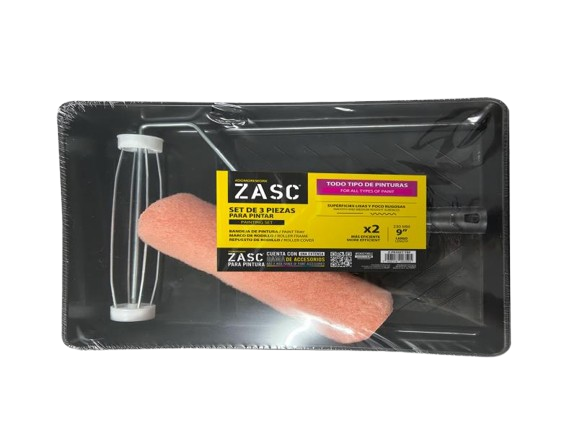 SET DE PINTURA RODILLO 9" DE 3 PIEZAS UNID ZASC