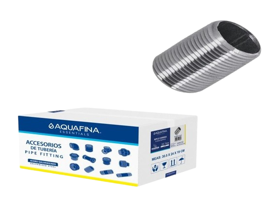 NIPLE CORRIDO GALVANIZADO 1/2"x4cm UNID AQUAFINA