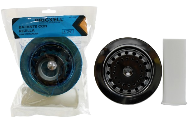 DESAGUE FREGADERO 4X4 CON CANASTA Y TUBO 10 CM UNID BRICKELL