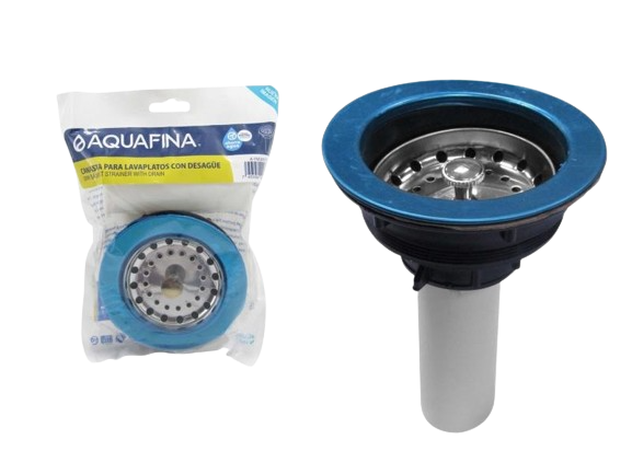 DESAGUE FREGADERO CON CANASTA Y TUBO 10 CM UNID AQUAFINA