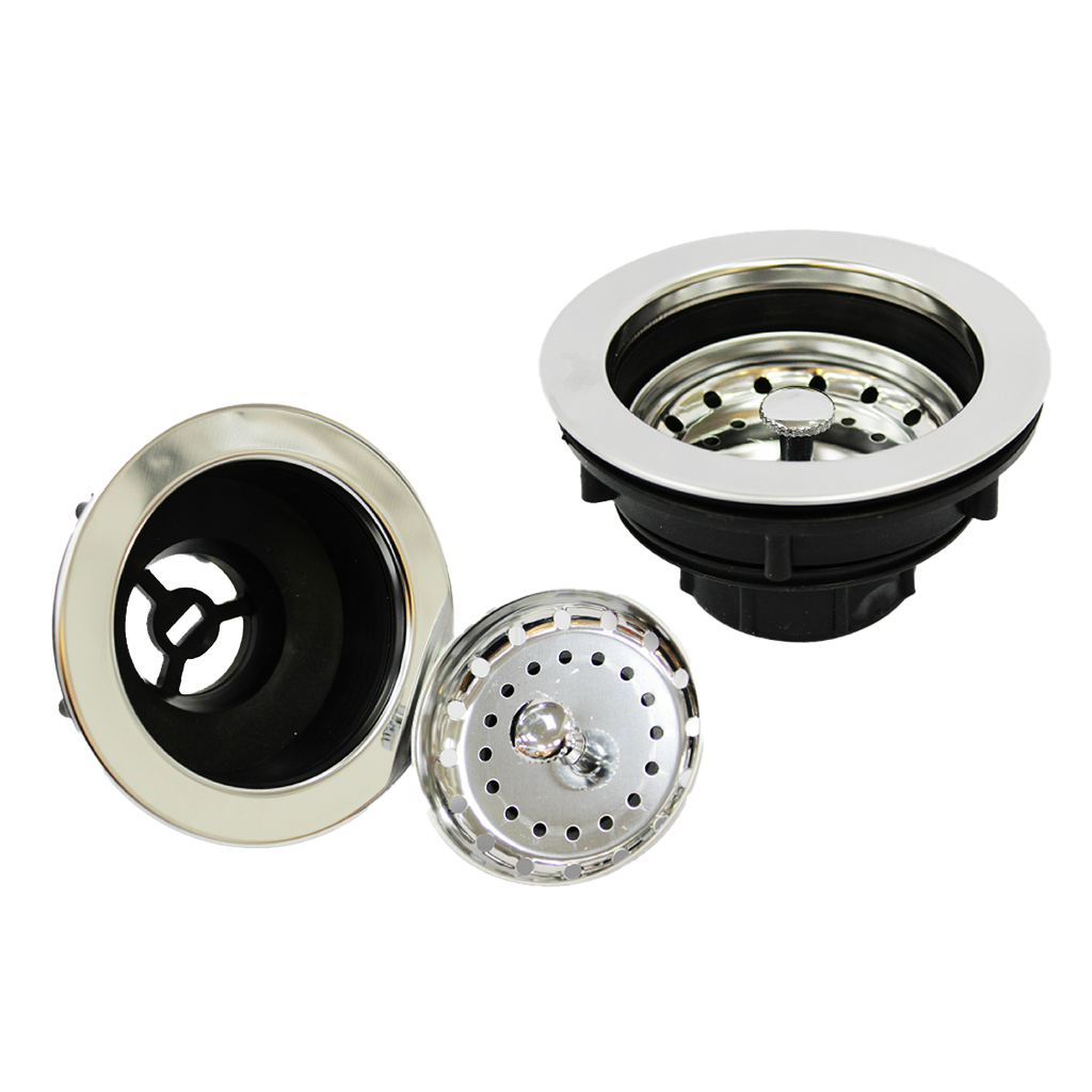 DESAGUE PARA FREGADERO PLASTICO CROMADO CON CESTA METAL UNID S/M