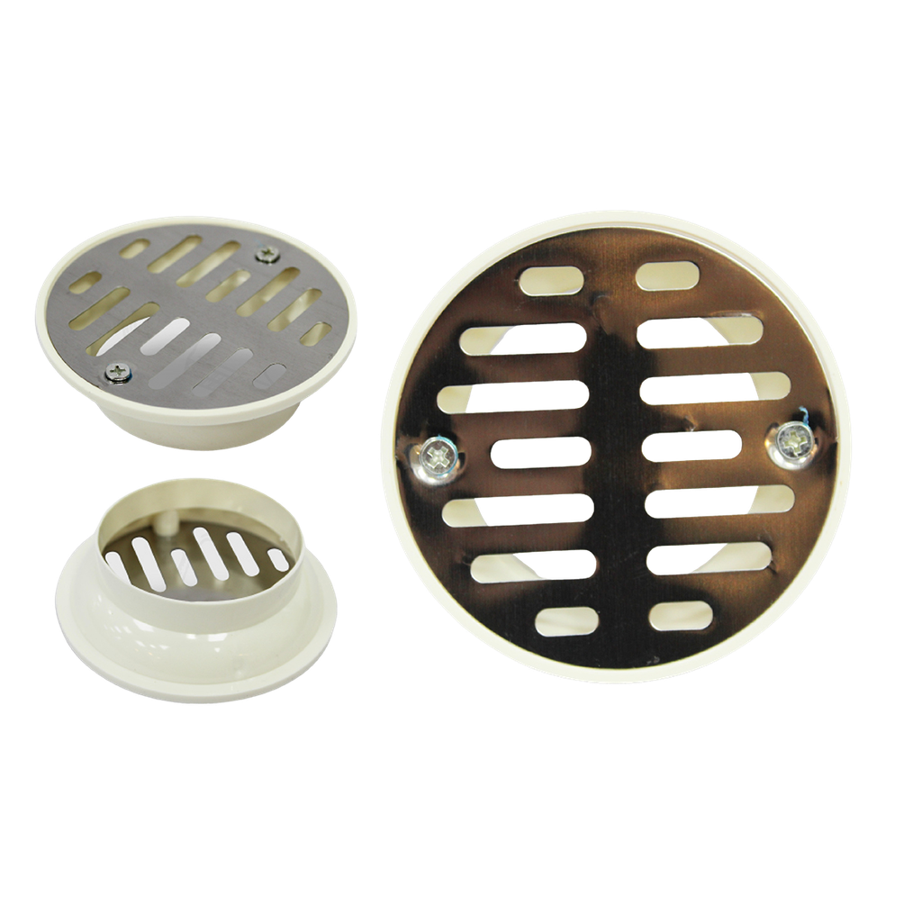 REJILLA CROMADA / DESAGUE PLASTICO REDONDA 9CM PARA BAÑO UNID S/M