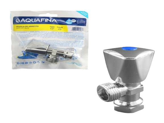 LLAVE DE ARRESTO 1/2"x1/2" LATON CROMADA UNID AQUAFINA