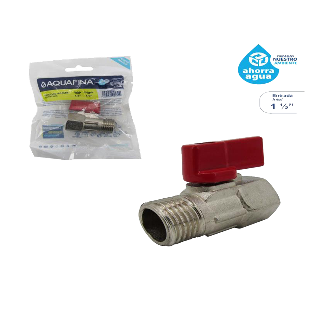LLAVE DE ARRESTO LIVIANA 1/2"X1/2" M/ROJO UNID AQUAFINA
