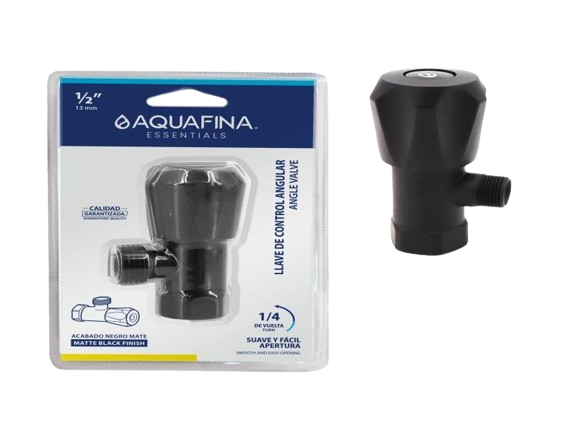 LLAVE DE ARRESTO LUJO 1/2"x1/2" NEGRO MATE UNID AQUAFINA
