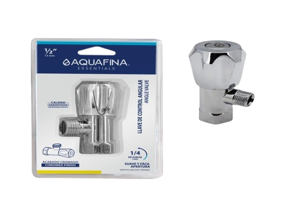 LLAVE DE ARRESTO LUJO 1/2"x1/2" SATINADA UNID AQUAFINA
