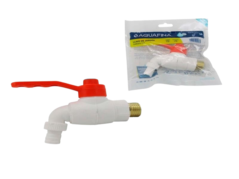 LLAVE DE JARDIN 1/2"X1/2" PLASTICA CON INSERTO METALICO UNID AQUAFINA