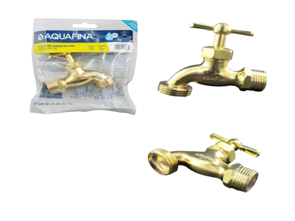 LLAVE DE JARDIN DE ZINC 3/4"X1/2" AMARILLA UNID AQUAFINA