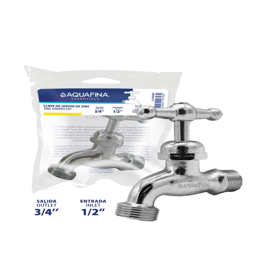 LLAVE DE JARDÍN DE ZINC CROMADA 3/4"X1/2" UNID AQUAFINA