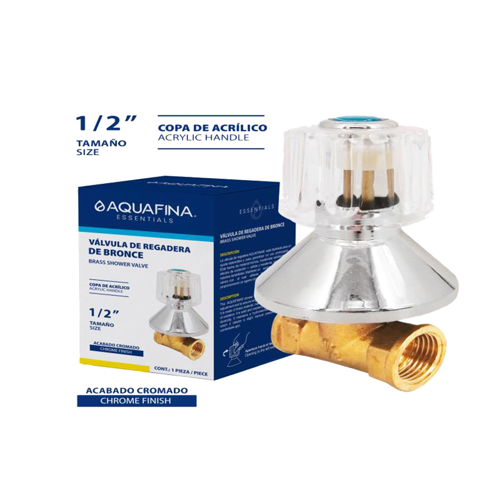 LLAVE INDIVIDUAL 1/2" DE BRONCE Y POMO DE ACRÍLICO UNID AQUAFINA