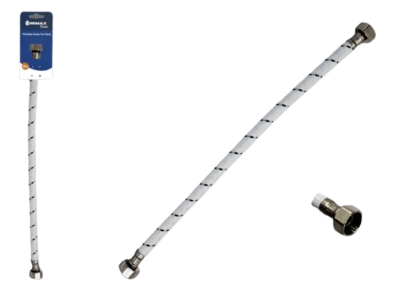 CANILLA FLEXIBLE  MANGUERA NYLON 1/2" X 1/2" 40CM UNID GRIMAX