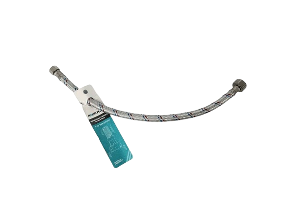CANILLA FLEXIBLE ABASTO TEJIDA 1/2" X 9/16" 40CM UNID AQUA PLUS