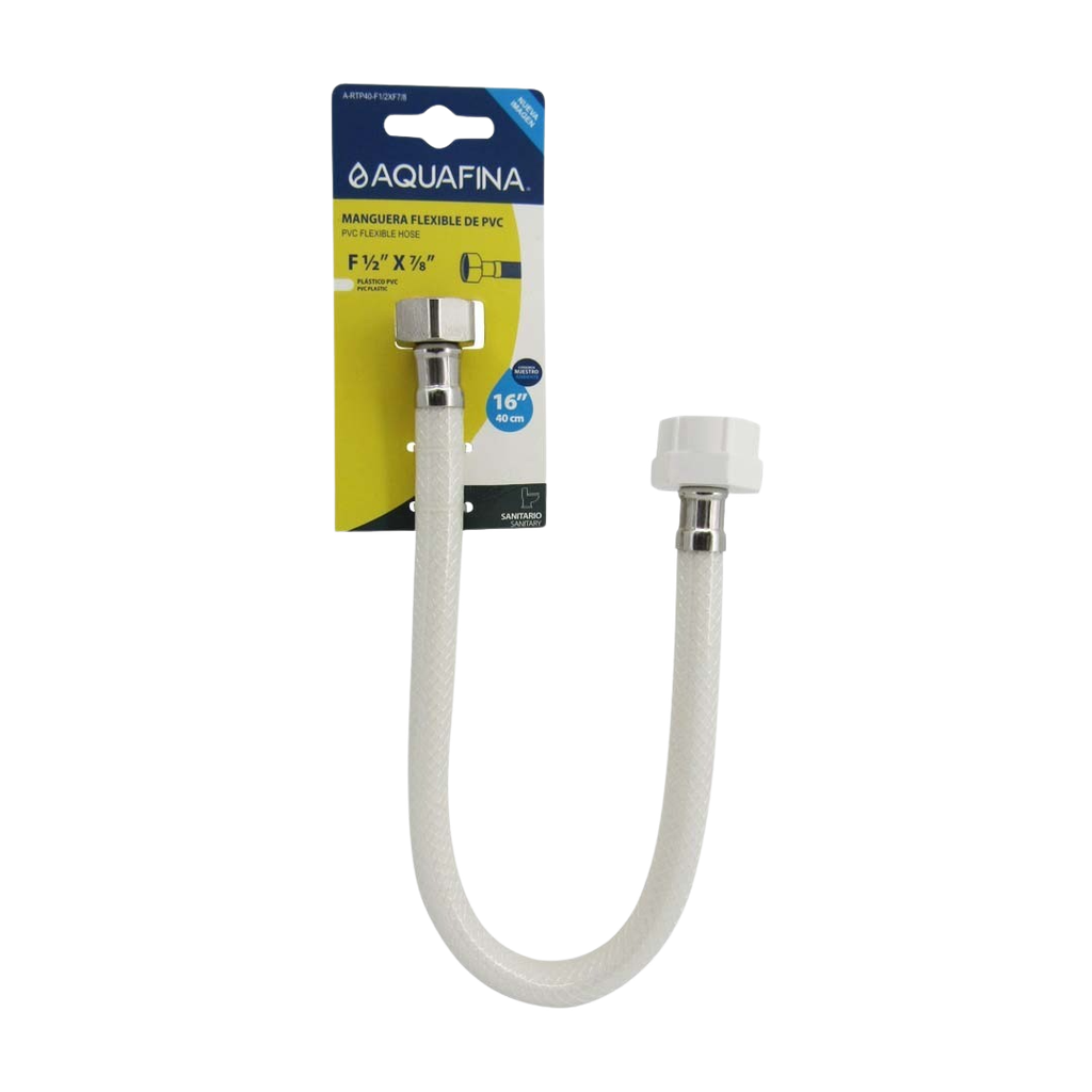 CANILLA FLEXIBLE DE PVC BLANCO 1/2"X7/8" L= 40CM UNID AQUAFINA