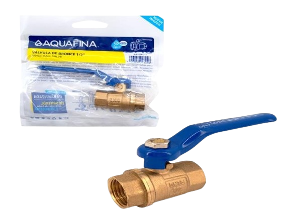 VÁLVULA DE BOLA DE BRONCE 1" C/MANILLA ROJA UNID AQUAFINA