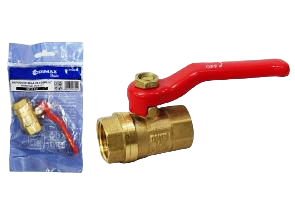 VALVULA DE BOLA COBRE 1/2" MANILLA ROJA UNID GRIMAX