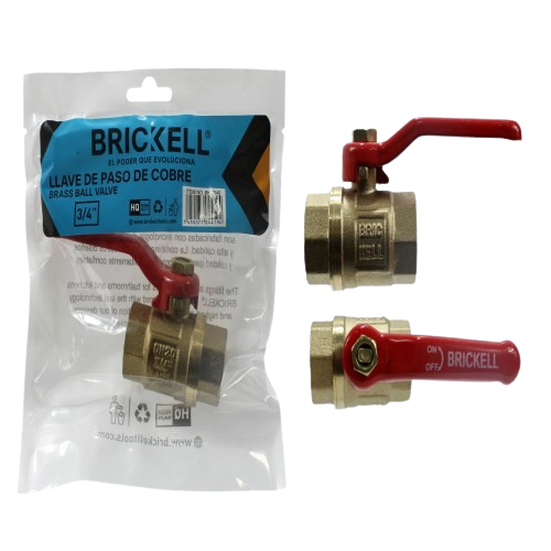 VALVULA DE BOLA COBRE 3/4" MANILLA ROJA UNID BRICKELL