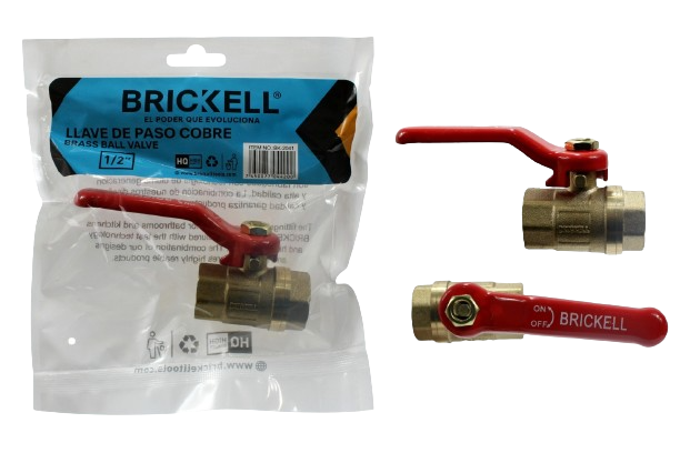 VALVULA DE BOLA METALICA 1/2" MANILLA ROJA UNID BRICKELL