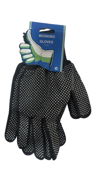 GUANTES PUNTOS DE PVC NEGROS 2PZAS UNID S/M