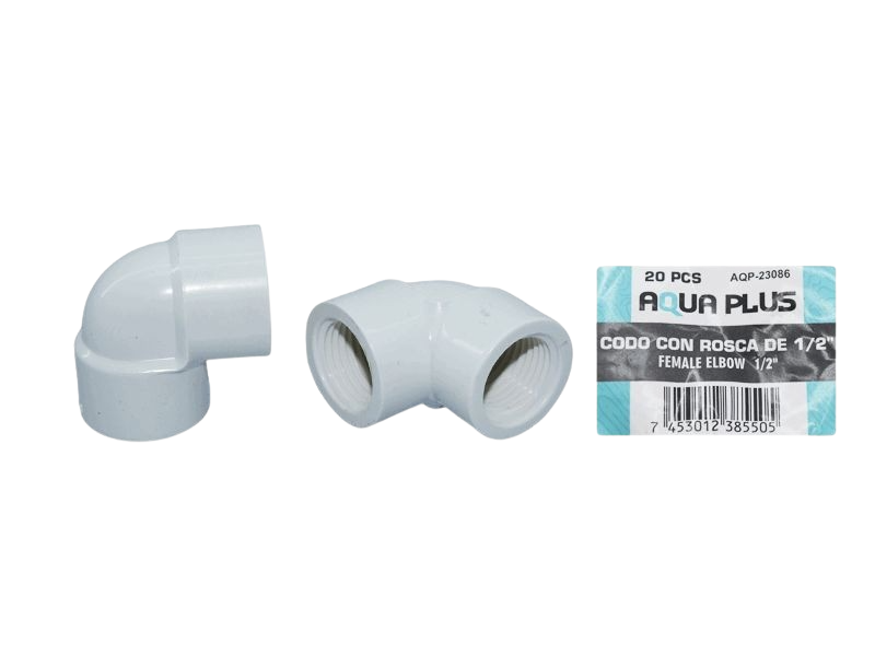 CODO 90° PVC 1/2" ROSCADO BLANCO UNID AQUA PLUS