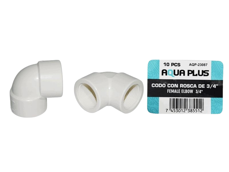 CODO 90° PVC 3/4" ROSCADO BLANCO UNID AQUA PLUS