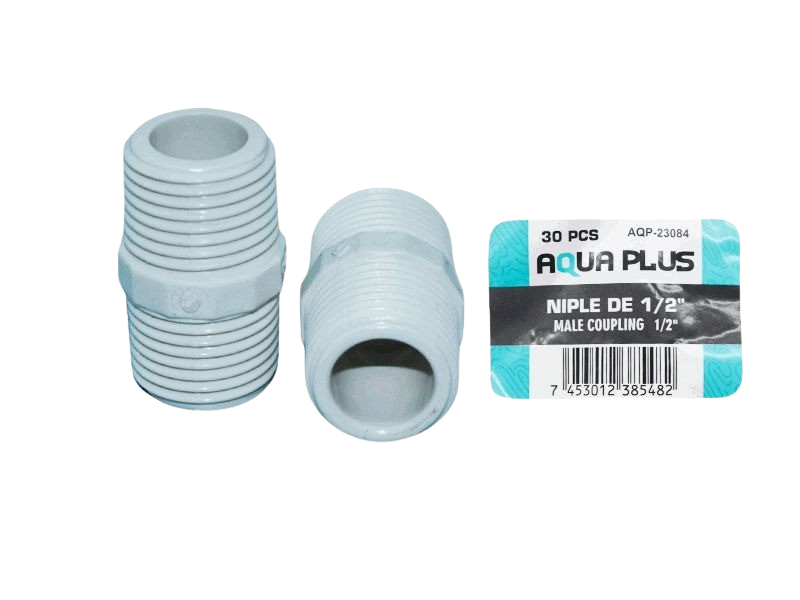 NIPLE CORRIDO PVC 1/2 CON ROSCA BLANCO UNID AQUA PLUS