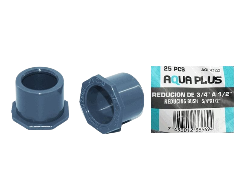 BUJE SOLDADO PVC DE 3/4" A 1/2" GRIS UNID AQUA PLUS