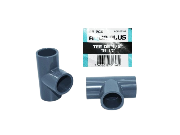 TEE PVC LISA DE 1/2" GRIS UNID AQUA PLUS