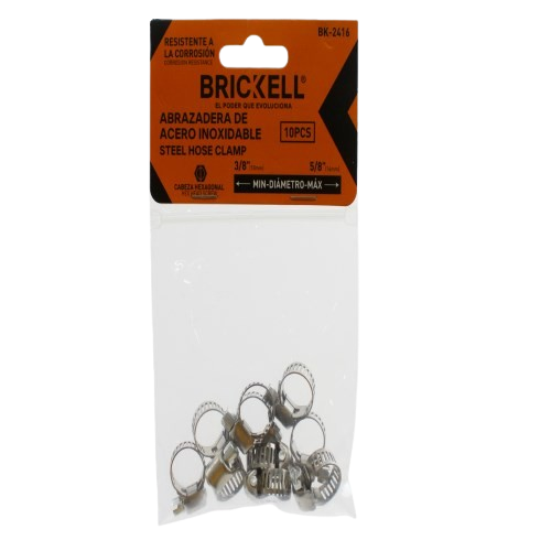 ABRAZADERA ACERO INOXIDABLE (10-16MM) - (3/8"-5/8") 10 PZAS UNID BRICKELL