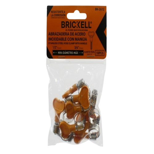 ABRAZADERA ACERO INOX (13-19MM) - (1/2"-3/4") 10 PZAS UNID BRICKELL