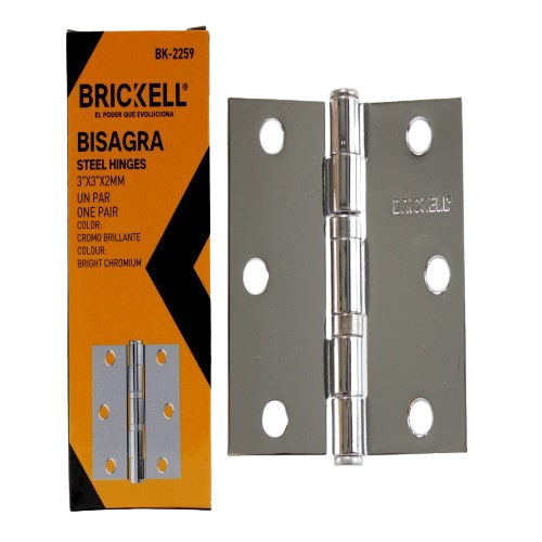 BISAGRA TIPO LIBRO 3"X3" 2PZAS 2MM PLATA UNID BRICKELL