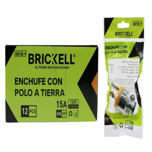 ENCHUFE METALICO MACHO 3 PINES 125 V UNID BRICKELL