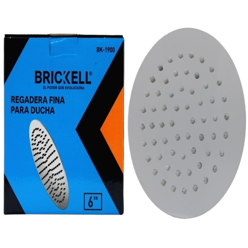 REGADERA DE DUCHA REDONDA 6" PLASTICA UNID BRICKELL