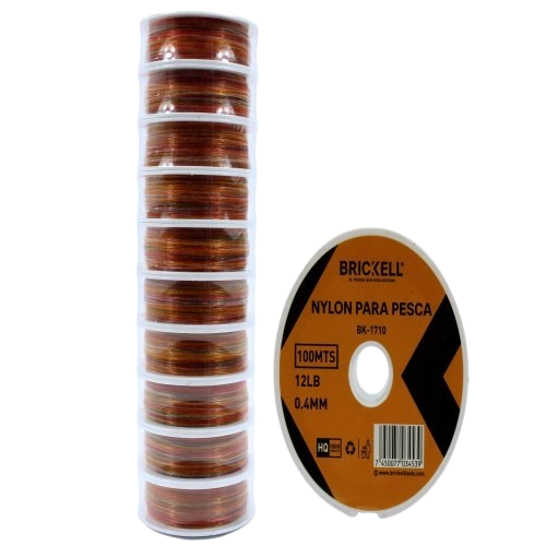 NYLON PARA PESCA DE COLORES TAMAÑO 0.4MM/100MTS/10LB UNID BRICKELL