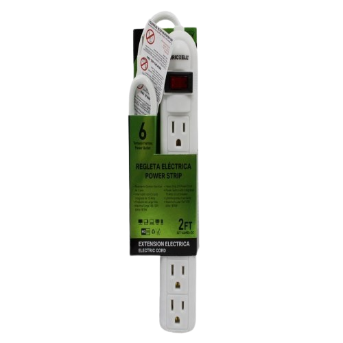 REGLETA ELECTRICA 6 TOMAS BLANCA 2FT UNID BRICKELL
