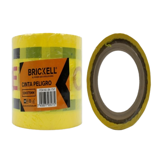 CINTA AMARILLA DE SEGURIDAD PELIGRO 75MMx5MTS UNID BRICKELL