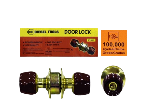 CERRADURA DE POMO CON CILINDRO ACABADO MADERA UNID DIESEL TOOLS