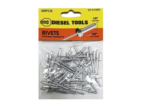 REMACHES DE ALUMINIO 1/8" X 3/8" 50 PZAS UNID DIESEL TOOLS