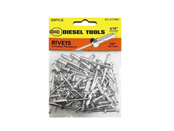 REMACHES DE ALUMINIO 3/16" X 1/2" 50 PZAS UNID DIESEL TOOLS