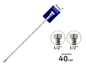 CANILLA FLEXIBLE ABASTO TEJIDA 1/2" X 1/2" 40CM UNID GRIMAX