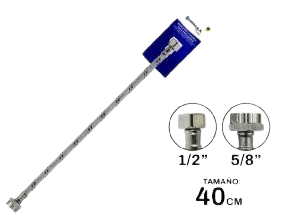 CANILLA FLEXIBLE ABASTO TEJIDO METALICO 1/2" X 5/8" 40CM UNID GRIMAX