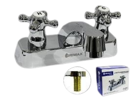 LLAVE CENTRAL DOBLE PARA LAVAMANOS 1/2" CROMADO M/CRUZ UNID GRIMAX