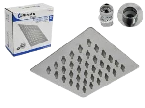 REGADERA DUCHA CUADRADA 4" PLASTICO CROMADO UNID GRIMAX