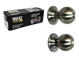 CERRADURA DE POMO CIRC CON CILINDRO SATINADO CAJA UNID MAXI TOOLS