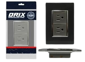 TOMA CORRIENTE DOBLE CON TIERRA GRIS LUJO UNID ORIX